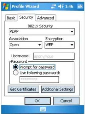 Intermec 741 - To configure PEAP security - 1