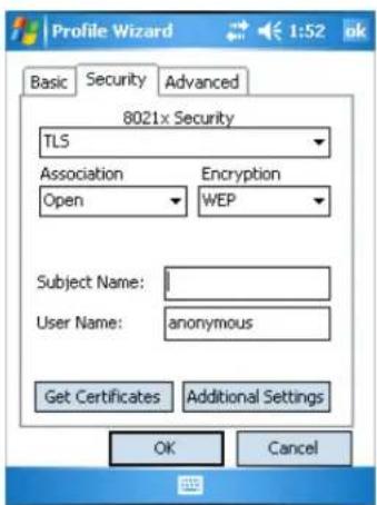 Intermec 751 - To configure TLS security - 1