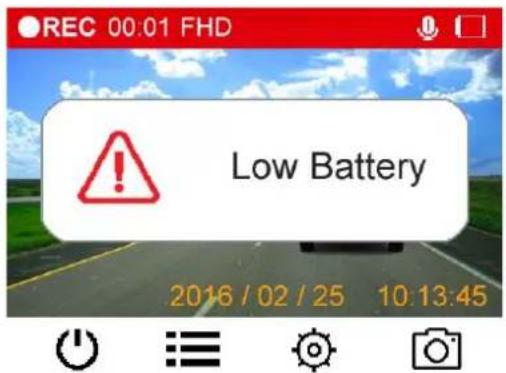 TRANSCEND DrivePro 130 - Low Battery - 1