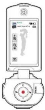 Diagram of a medical device with control panel and indicator lights, showing a person silhouette and function buttons