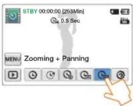 STBY 00:00:00 [253Min] 0.5 Sec MENU Zooming + Panning