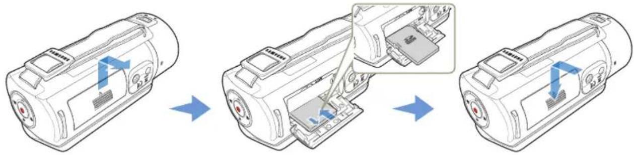SAMSUNG HMX-QF33 - Inserting/ejecting a memory card (not supplied) - 1