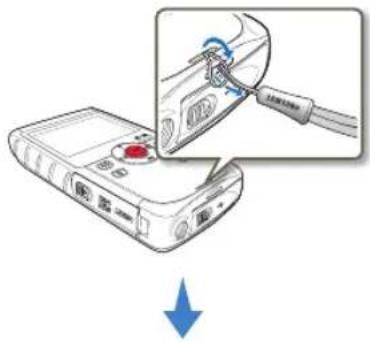 SAMSUNG HMX-W200TN - USING THE STRAP - 1