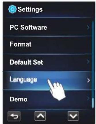Settings PC Software Format Default Set Language Demo