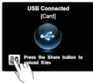 USB Connected [Card] Press the Share button to upload files