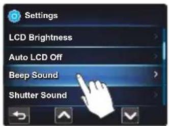 Settings LCD Brightness Auto LCD Off Beep Sound Shutter Sound