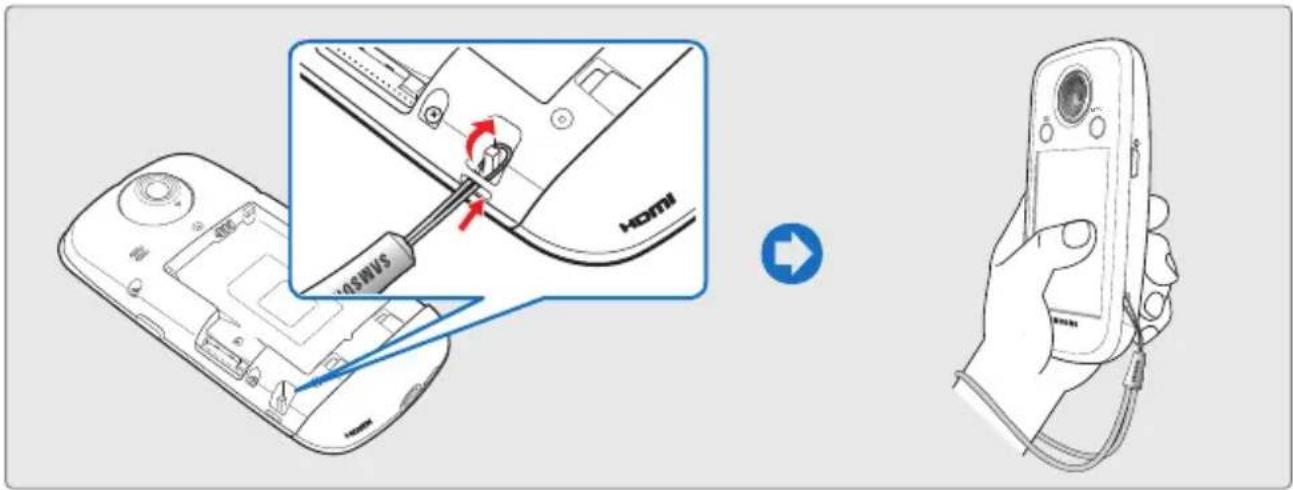 Diagram showing a hand holding a smartphone with a USB switch and a magnified view of the device's cable connection, labeled 'HDMI'.