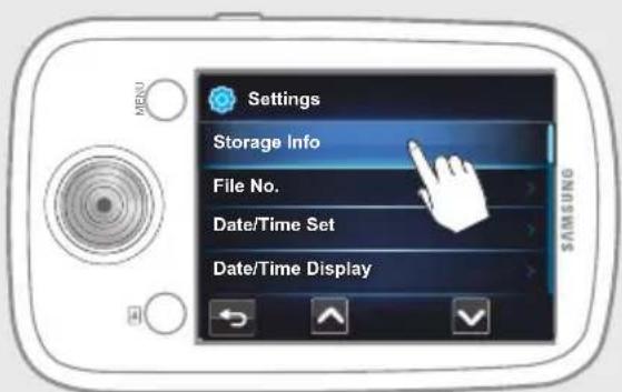 Settings Storage Info File No. Date/Time Set Date/Time Display