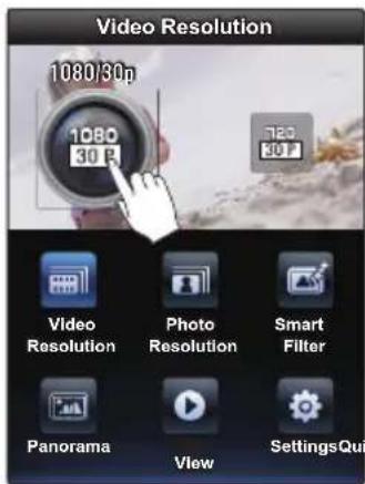 Video Resolution 1080/30p 1080 30 P 720 30 P Video Resolution Photo Resolution Smart Filter Panorama View SettingsQuiz