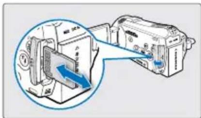 Diagram showing a device with a close-up view of its internal components, highlighting a blue arrow indicating a specific component.