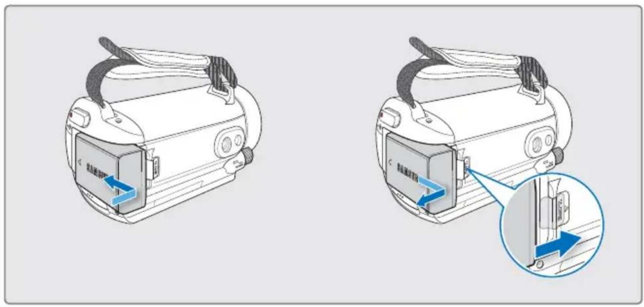 SAMSUNG HMX-S10BN - ATTACHING/DETACHING THE BATTERY - 1