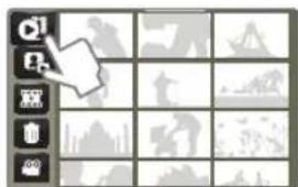 Grid interface with grayscale icons and a cursor pointer, likely from a game or photo editing tool