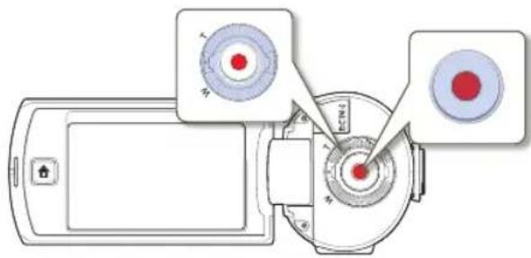 Diagram of a mobile phone with two circular indicators labeled 'T' and 'DCM', showing red dots on the screen.