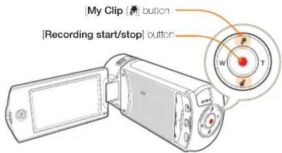 [My Clip (●) button [Recording start/stop] button W T