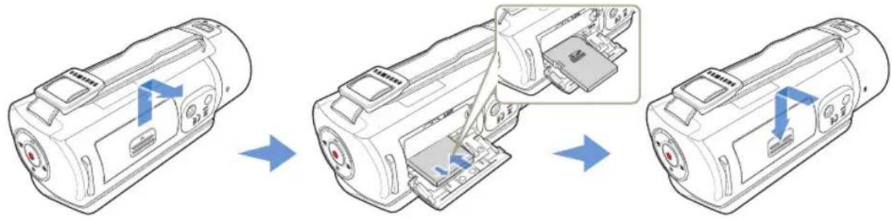 SAMSUNG HMX-Q200TN - Inserting/ejecting a memory card (not supplied) - 1