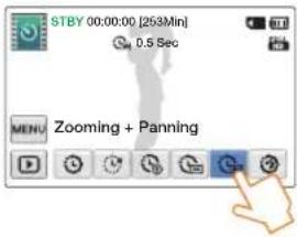 STBY 00:00:00 [253Min] 0.5 Sec MENU Zooming + Panning
