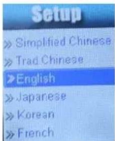 Setup » Simplified Chinese » Trad Chinese »English »Japanese »Korean »French