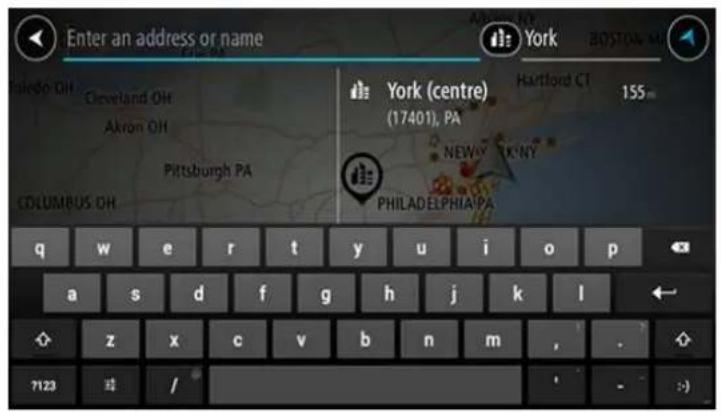 Enter an address or name York BOSTON MI Sleddo OH Cleveland OH Akron OH Pittsburgh PA COLUMBUS OH York (centre) (17401), PA Hartford CT 155 NEW YORK NY PHILADELPHIA PA q w e r t y u i o p a s d f g h j k l z x c v b n m , . 7123 /