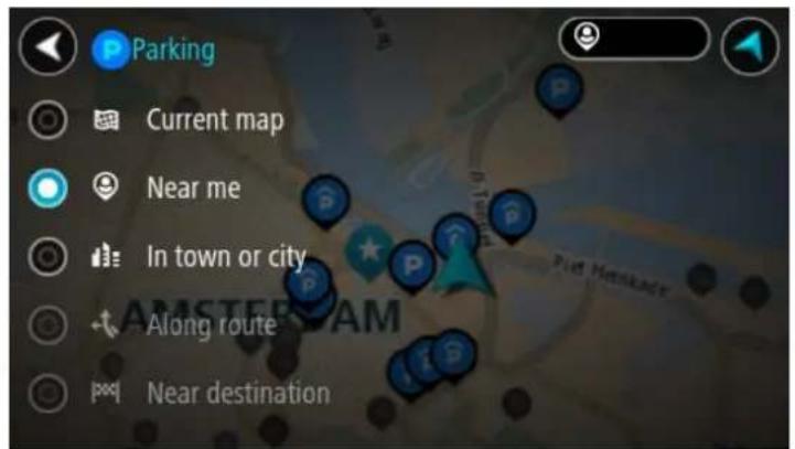 Parking Current map Near me In town or city Along route Near destination