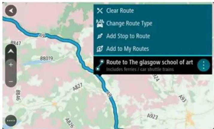 Clear Route Change Route Type Add Stop to Route Add to My Routes Route to The glasgow school of art Includes ferries / car shuttle trains
