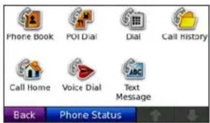 GARMIN nüvi 800 - Hands Free Phone Menu - 1