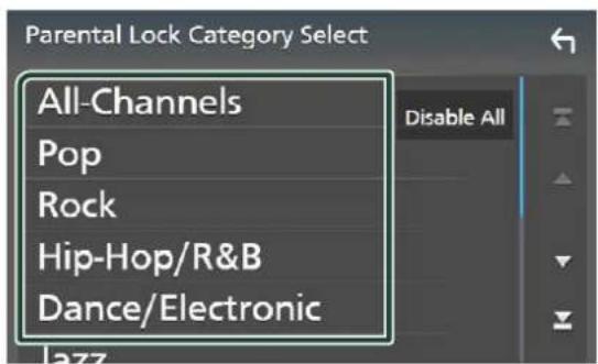 Parental Lock Category Select All-Channels Pop Rock Hip-Hop/R&B Dance/Electronic Disable All