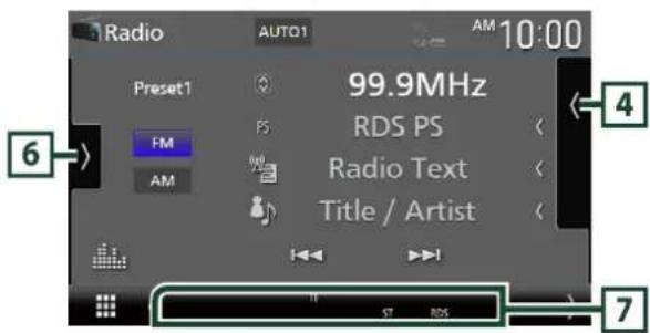 Radio AUTO1 AM 10:00 Preset1 99.9MHz RDS PS FM PS Radio Text Title / Artist AM 4 6 7