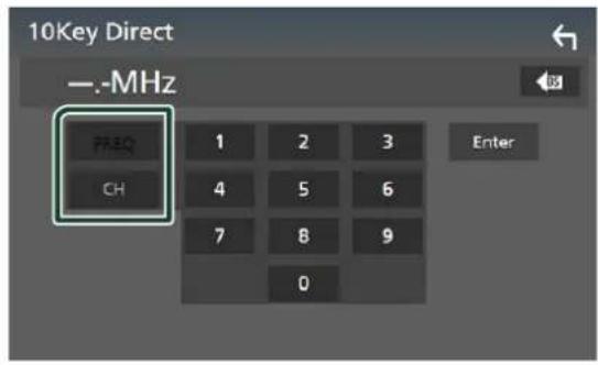 10Key Direct —.-MHz PREQ CH 1 2 3 4 5 6 7 8 9 0 Enter