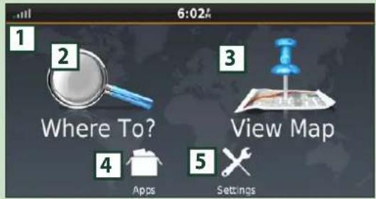 6:02 1 2 Where To? 3 View Map 4 Apps 5 Settings