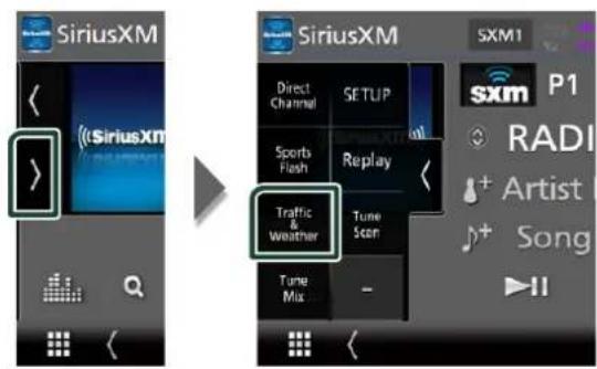 SiriusXM (SiriusXM) Direct Channel SETUP Sports Flash Replay Tune Scan Tune Mix Traffic & Weather SXM1 P1 RADI + Artist + Song ▶II