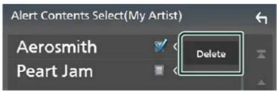 Alert Contents Select(My Artist) Aerosmith Peart Jam Delete