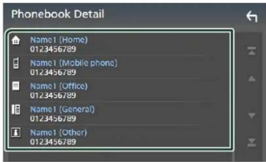 Phonebook Detail Name1 (Home) 0123456789 Name1 (Mobile phone) 0123456789 Name1 (Office) 0123456789 Name1 (General) 0123456789 Name1 (Other) 0123456789