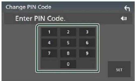 Change PIN Code Enter PIN Code. 1 2 3 4 5 6 7 8 9 0 SET