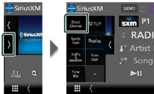 SiriusXM SiriusXM Direct Channel SETUP Sports Flash Replay Traffic & Weather Tune Scan Tune Mix - SiriusXM SXM1 P1 RADI + Artist ♪+ Song ▶II