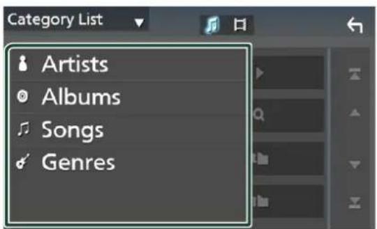Category List Artists Albums Songs Genres