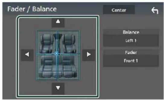 Fader / Balance Center Balance Left 1 Fader Front 1