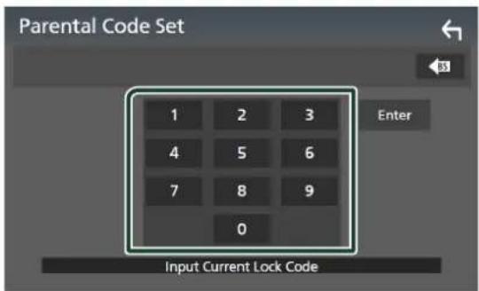 Parental Code Set 1 2 3 4 5 6 7 8 9 0 Enter Input Current Lock Code