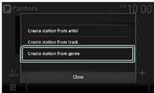 Pandora AM 10:00 Create station from artist Create station from track Create station from genre Close