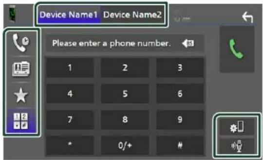 Device Name1 Device Name2 Please enter a phone number. 1 2 3 4 5 6 7 8 9 * 0/+ #