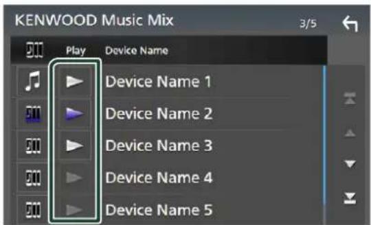 KENWOOD Music Mix Play Device Name Device Name 1 Device Name 2 Device Name 3 Device Name 4 Device Name 5
