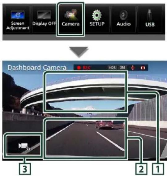Screen Adjustment Display OFF Camera SETUP Audio USB Dashboard Camera REC HDR 3M 2 1