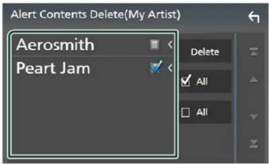 Alert Contents Delete(My Artist) Aerosmith Peart Jam Delete All All