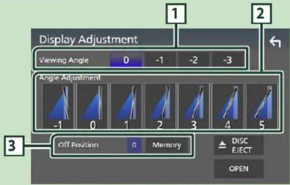 Display Adjustment Viewing Angle 0 -1 -2 -3 Angle Adjustment -1 0 1 2 3 4 5 Off Position 0 Memory DISC EJECT OPEN