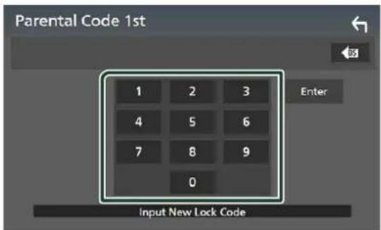 Parental Code 1st 1 2 3 4 5 6 7 8 9 0 Enter Input New Lock Code