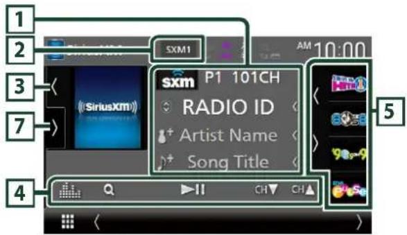 1 2 3 7 4 SXM1 sxm P1 101CH RADIO ID Artist Name Song Title AM 10:00 5