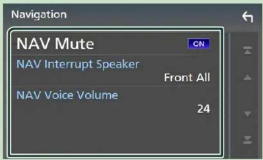 Navigation NAV Mute ON NAV Interrupt Speaker Front All NAV Voice Volume 24