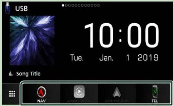 USB 10:00 Tue. Jan. 1 2019 Song Title NAV Apple Music Android Maps TEL