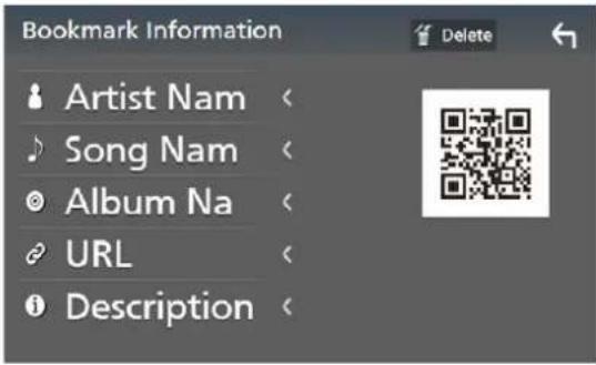 Bookmark Information Artist Nam < Song Nam < Album Na < URL < Description < Delete