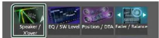 Speaker / X'over EQ / SW Level Position / DTA Fader / Balance