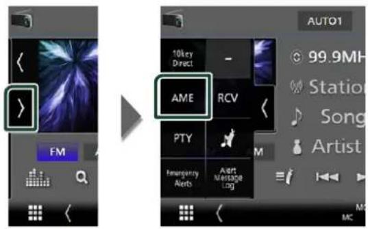 < > FM AME 10key Direct - RCV PTY Emergency Alerts Alert Message Log AUTO1 99.9MH Station Song Artist MC